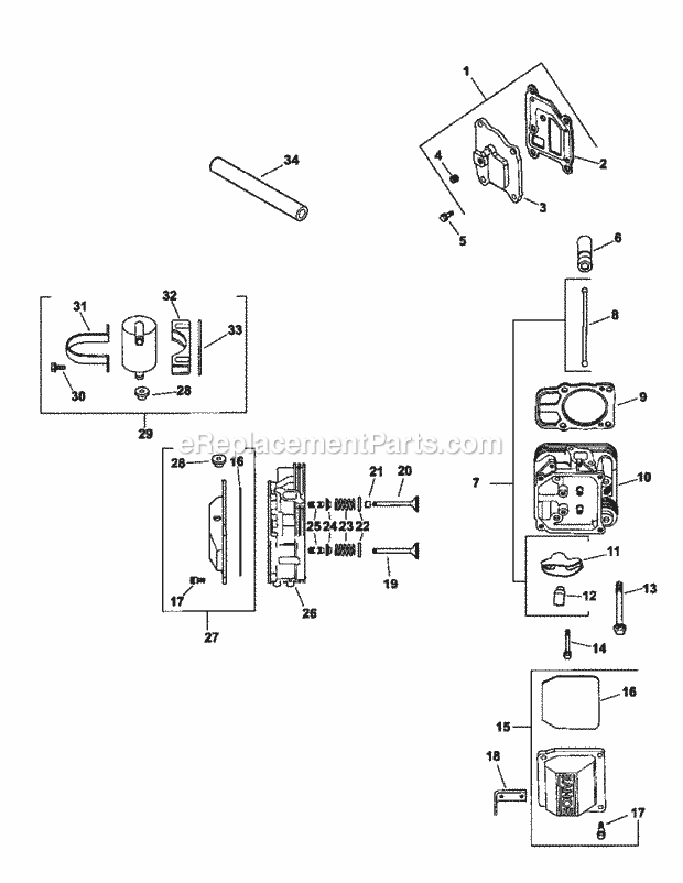Cv18s-61573 Head, Valve & Breather Diagram and Parts List for M48-KHS 53AB5B5M750-18HP Cub Cadet Lawn Tractor
